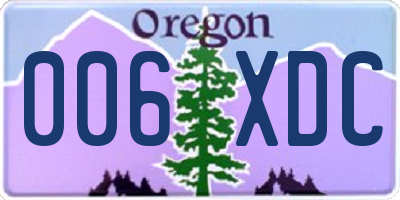 OR license plate 006XDC