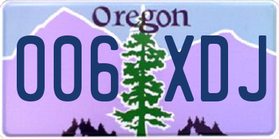 OR license plate 006XDJ
