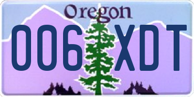 OR license plate 006XDT