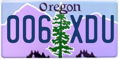 OR license plate 006XDU