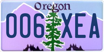 OR license plate 006XEA