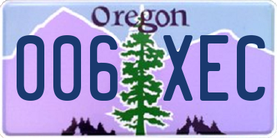 OR license plate 006XEC