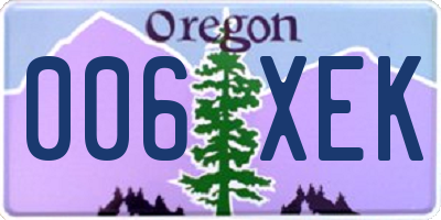 OR license plate 006XEK