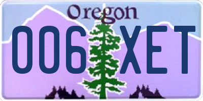 OR license plate 006XET