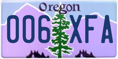 OR license plate 006XFA