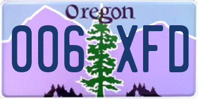 OR license plate 006XFD