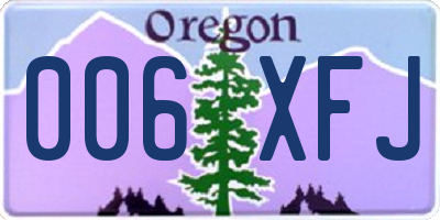OR license plate 006XFJ