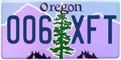 OR license plate 006XFT