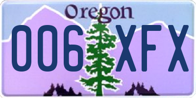 OR license plate 006XFX