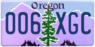 OR license plate 006XGC