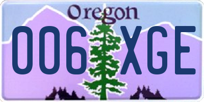 OR license plate 006XGE