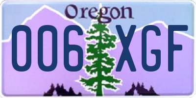 OR license plate 006XGF