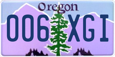 OR license plate 006XGI