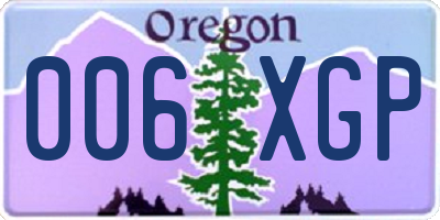 OR license plate 006XGP