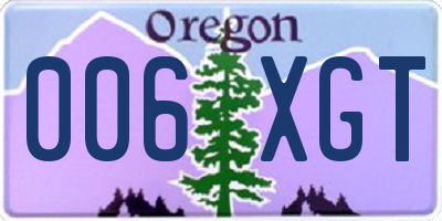 OR license plate 006XGT