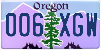 OR license plate 006XGW