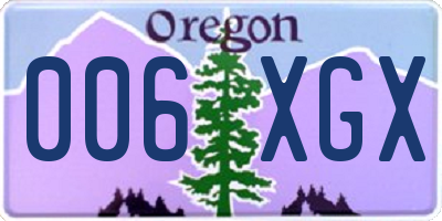 OR license plate 006XGX
