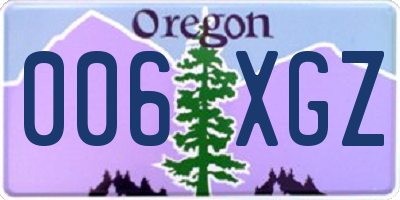 OR license plate 006XGZ