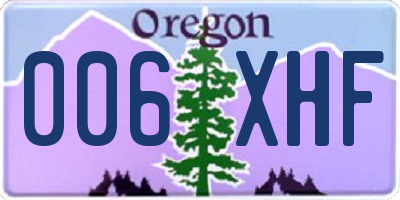 OR license plate 006XHF