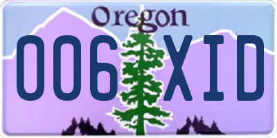 OR license plate 006XID