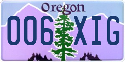 OR license plate 006XIG