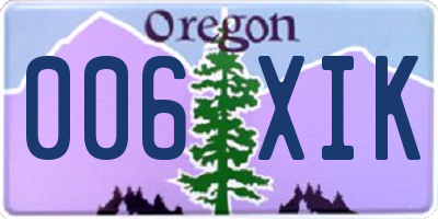 OR license plate 006XIK