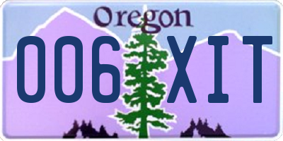 OR license plate 006XIT