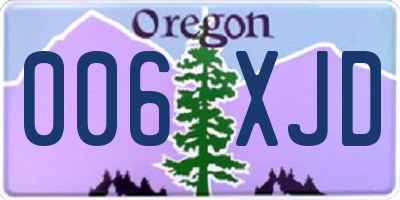 OR license plate 006XJD