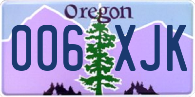 OR license plate 006XJK