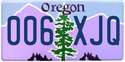 OR license plate 006XJQ