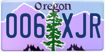 OR license plate 006XJR