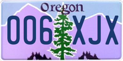 OR license plate 006XJX
