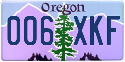 OR license plate 006XKF