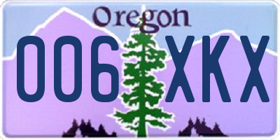 OR license plate 006XKX