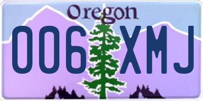 OR license plate 006XMJ