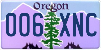 OR license plate 006XNC