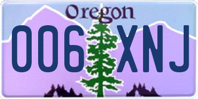 OR license plate 006XNJ