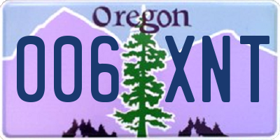 OR license plate 006XNT