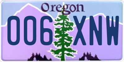OR license plate 006XNW