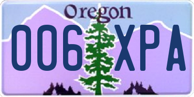OR license plate 006XPA