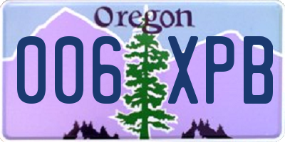 OR license plate 006XPB