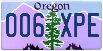 OR license plate 006XPE