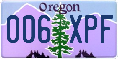 OR license plate 006XPF