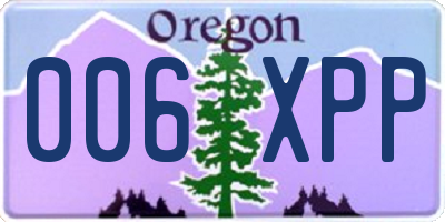 OR license plate 006XPP