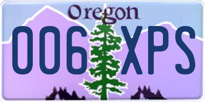 OR license plate 006XPS