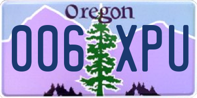 OR license plate 006XPU