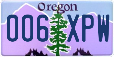 OR license plate 006XPW