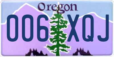 OR license plate 006XQJ