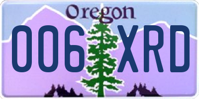 OR license plate 006XRD