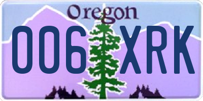 OR license plate 006XRK
